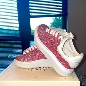 Alexander McQueen Pink Glitter Oversized Sneaker for Little Girl